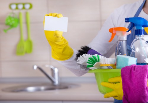 Commercial cleaning team servicing a Queenspark office lobby