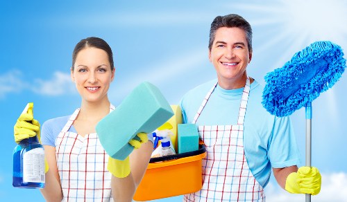 Professional cleaning of a retail counter in Queenspark